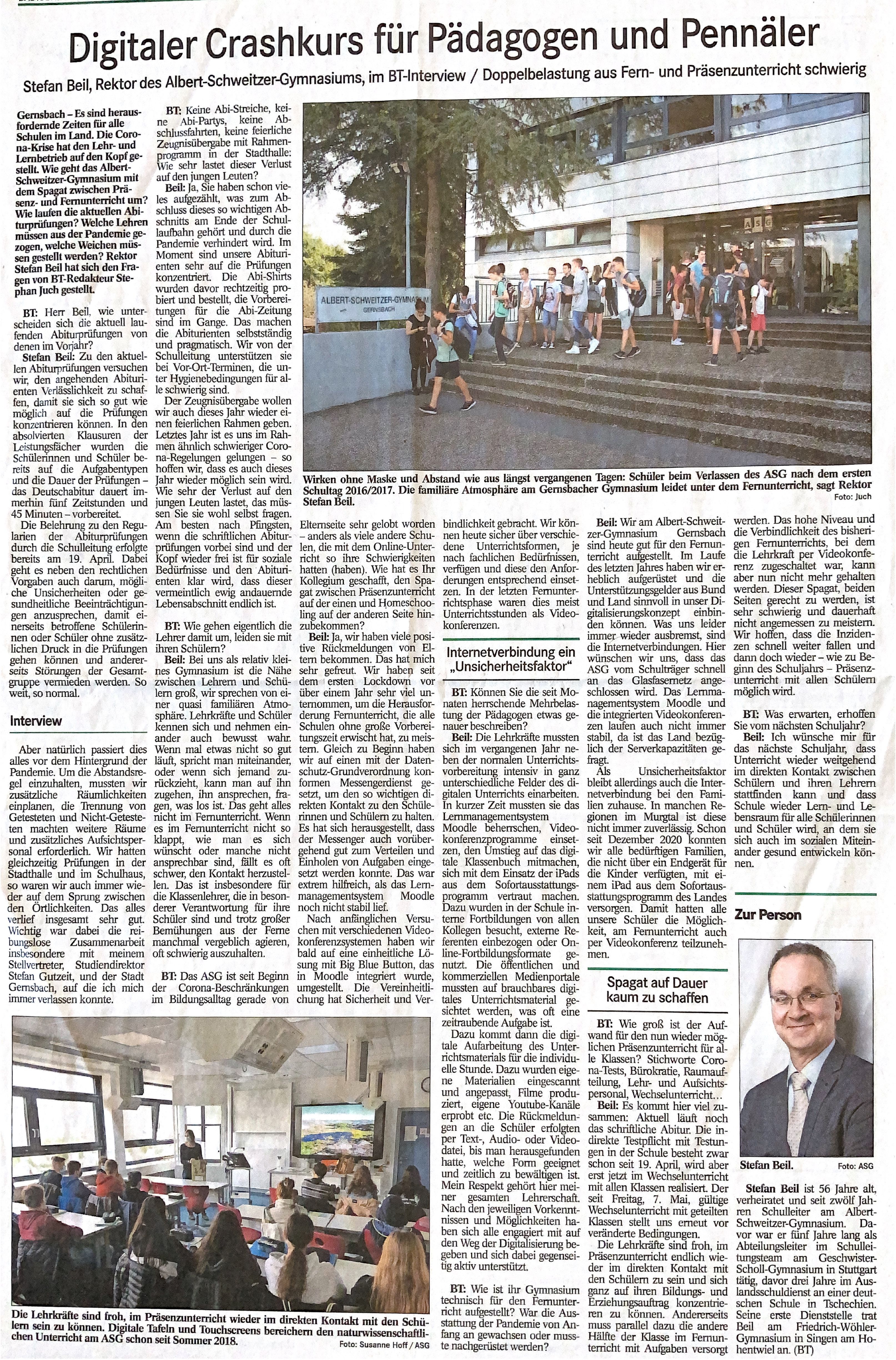 BT Artikel zum Fernunterrichtsfazit