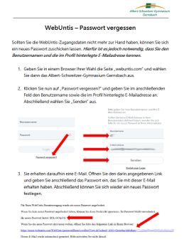Hier finden Sie Anleitung für das Zurücksetzen des Passwort. Kurzanleitung Web Untis